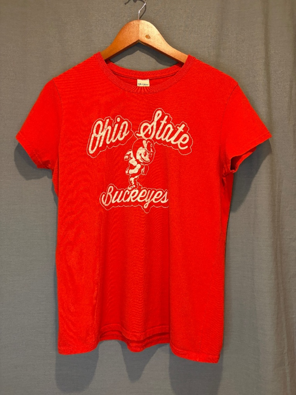 Ohio State Women's Large T-Shirt Buckeyes Brutus Mascot Graphic Red